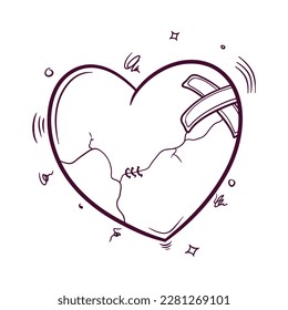 hand drawn broken heart vector illustration