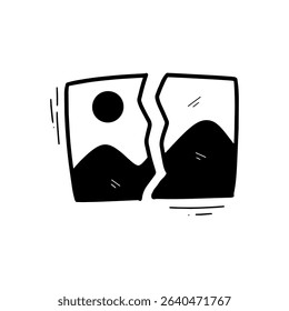 Hand Drawn Broken Image Icon Illustration. Doodle Vector. Isolated on White Background - EPS 10 Vector