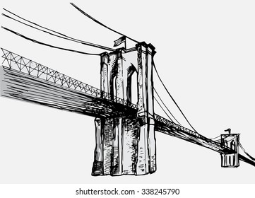 Hand drawn Brooklyn Bridge - vector