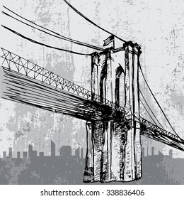 Hand drawn Brooklyn Bridge - vector