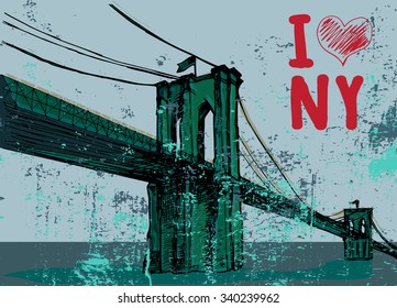 Hand drawn Brooklyn Bridge - vector