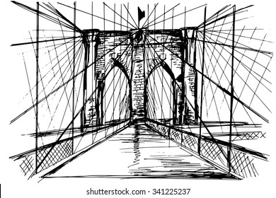 Hand Drawn Brooklyn Bridge - Vector