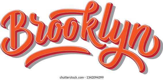 Hand drawn Brooklyn text. Lettering, typography design. T-shirt print, label.