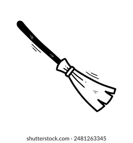 Hand Drawn Broom Stick Illustration. Doodle Vector. Isolated on White Background - EPS 10 Vector