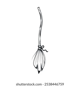 Hand Drawn Broomstick Line Art - 04