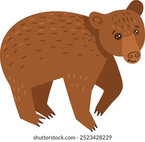 Hand Drawn brown bear walking