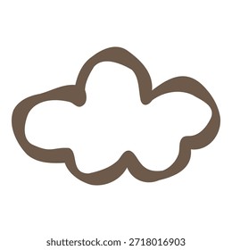 Ilustración de acento de contorno de nube marrón dibujado a mano