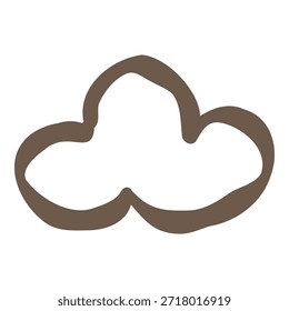 Ilustración de acento de contorno de nube marrón dibujado a mano