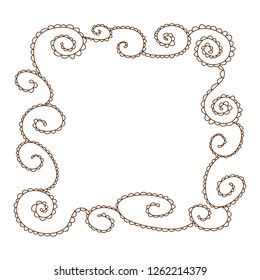 A hand drawn brown line frame in zentangle style. Coloring frame for creation.