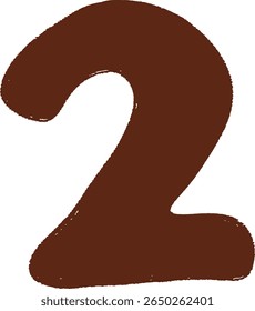 Hand Drawn Brown Number 2	