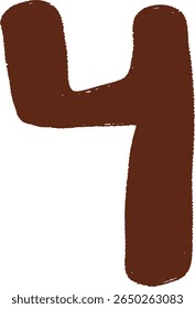 Hand Drawn Brown Number 4 Symbol	