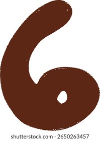 Hand Drawn Brown Number 6 Symbol