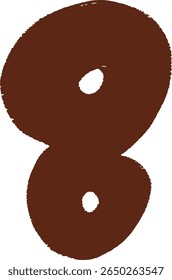 Hand drawn brown number eight symbol with an organic	