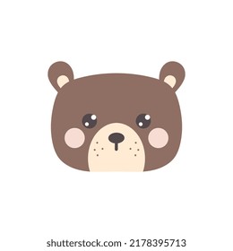 diseño de ícono de la cara de oso de peluche marrón dibujado a mano, animal kawaii aislado en personaje de caricatura blanca