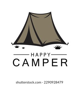 Hand drawn brown tent, white background illustration, vector