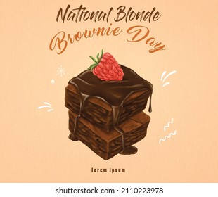 Hand Drawn Brownies Social Template National Blonde Brownie Day