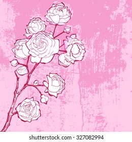 Hand drawn brunch with peony and copy space 