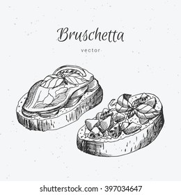 Hand drawn bruschetta