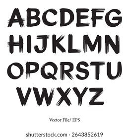 Hand Drawn Brush Alphabet – Bold Artistic Font Vector