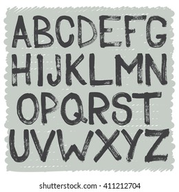 Hand drawn brush alphabet of capital letters