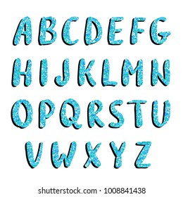 Hand drawn brush alphabet. Sans-serif handwritten font