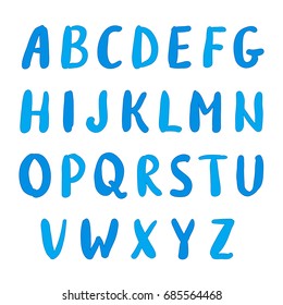 Hand drawn brush alphabet. Sans-serif handwritten font
