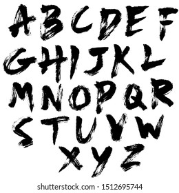 hand drawn brush alphabet set