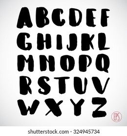 Hand drawn brush alphabet set
