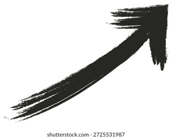 Flecha de pincel dibujada a mano con trazo de tinta áspero para Diseño gráfico de dirección y énfasis