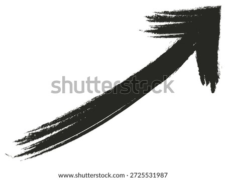 Hand drawn brush arrow with rough ink stroke for direction and emphasis graphic design