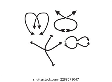 Juego de flechas de pincel dibujadas a mano. icono de flecha de doodle con gráficos vectoriales por ilustración.