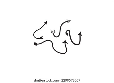 Juego de flechas de pincel dibujadas a mano. icono de flecha de doodle con gráficos vectoriales por ilustración.