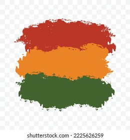 Hand drawn brush artistic grunge textured Pan-African flag - red, yellow, green horizontal bands. African American flag vector isolated on black background. template layout backdrop for Kwanzaa, Black