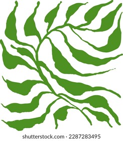 Hand Drawn Brush Artwork Tropical Leaf