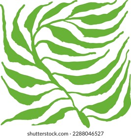 Hand Drawn Brush Artwork Tropical Leaf