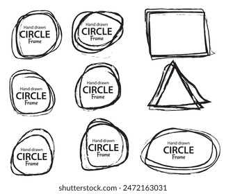 hand drawn brush circle frame