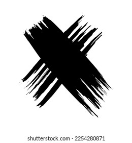 Hand drawn brush cross symbol. Black sketch cross symbol on white background. Vector illustration