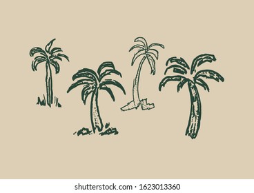 HAND DRAWN BRUSH EFFECT PALM TREES