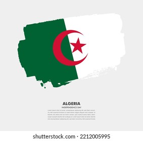 Handgezeichnete Pinselflagge in Algerien auf weißem Hintergrund. Unabhängigkeitstag in Algerien - Malerei