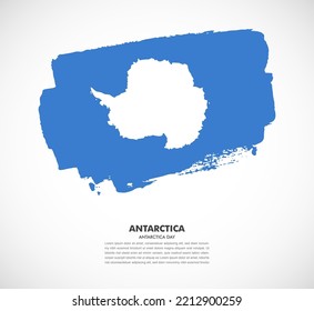 Hand drawn brush flag of Antarctica on white background. National day of Antarctica brush illustration