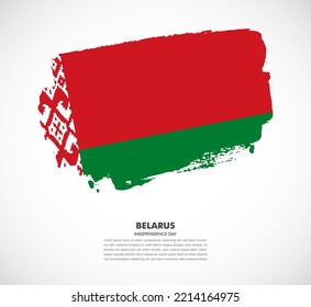 Hand drawn brush flag of Belarus on white background. Independence day of Belarus brush illustration