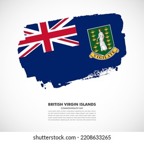 Hand drawn brush flag of British Virgin Islands on white background. National day brush illustration