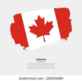 Bandera del pincel dibujado a mano de Canadá sobre fondo blanco. Ilustración de pincel del Día Nacional de Canadá