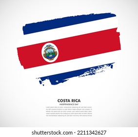 Hand drawn brush flag of Costa Rica on white background. Independence day of Costa Rica brush illustration