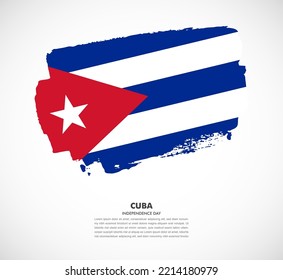 Hand drawn brush flag of Cuba on white background. Independence day of Cuba brush illustration