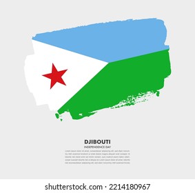 Hand drawn brush flag of Djibouti on white background. Independence day of Djibouti brush illustration