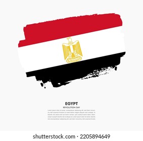 Hand drawn brush flag of Egypt on white background. Independence day of India brush illustration