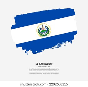 Hand drawn brush flag of El Salvador on white background. Independence day of El Salvador brush illustration