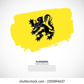 Hand drawn brush flag of Flanders on white background. Independence day of India brush illustration