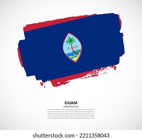 Bandera del pincel dibujado a mano de Guam sobre fondo blanco. Ilustración del Día de la Independencia de Guam
